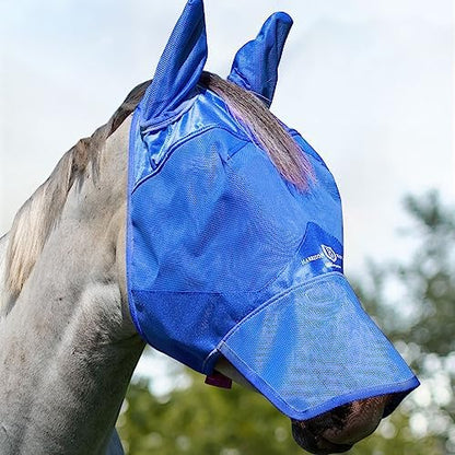 Harrison Howard Horse Fly Mask Long Nose with Ears Signature Blue Warmblood Extra Large