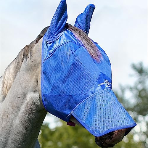 Harrison Howard Horse Fly Mask Long Nose with Ears Signature Blue Horse Large