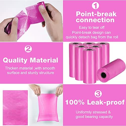 Teling 3000 Count Dog Poop Bags with 3 Dispensers, Hot Pink