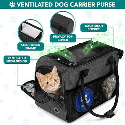 PetAmi Small Dog Purse Carrier with Pockets, Airline Approved, Charcoal