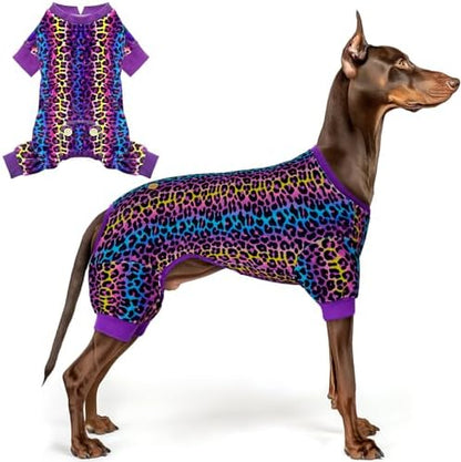 KYEESE Velvet Dog Pajamas for Large Dogs Soft Onesie Shirt, Leopard