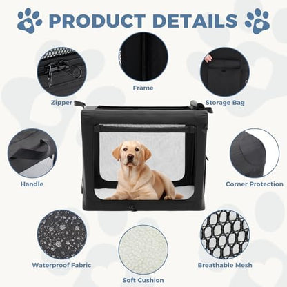 DUMOS Soft Dog Crate 30 Inch, Large Foldable Outdoor Cat Carrier