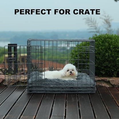 Bedfolks Waterproof Dog Crate Bed, Plush Dog Pad, 17"x12", Solid Dark Grey