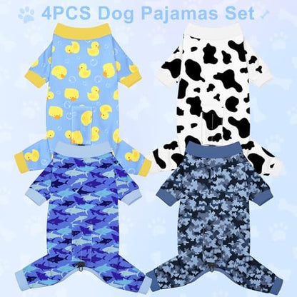 Bienbee Dog Pajamas, 4 Pack Adjustable Onesies for Small to Large Dogs XL