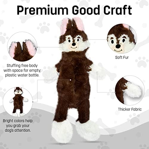 FGA MARKETPLACE Frog Rabbit and Fox Flat NO Stuffing NO Squeak Plush Dog Toy, Funny Style Will Entertain Your Pet for Hours, Recommended for Small and Medium Dog 21 INCH Long