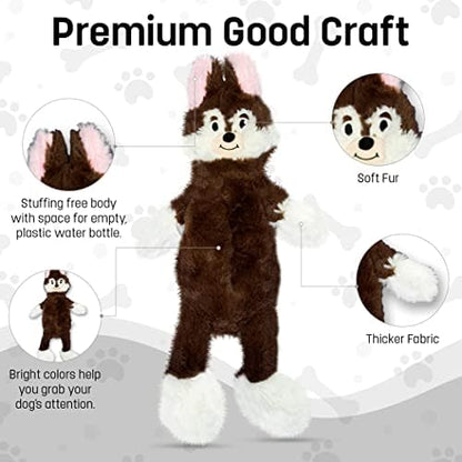 FGA MARKETPLACE Frog Rabbit and Fox Flat NO Stuffing NO Squeak Plush Dog Toy, Funny Style Will Entertain Your Pet for Hours, Recommended for Small and Medium Dog 21 INCH Long