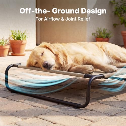 Veehoo Cooling Elevated Dog Bed, Outdoor Raised Dog Bed for Large Dogs