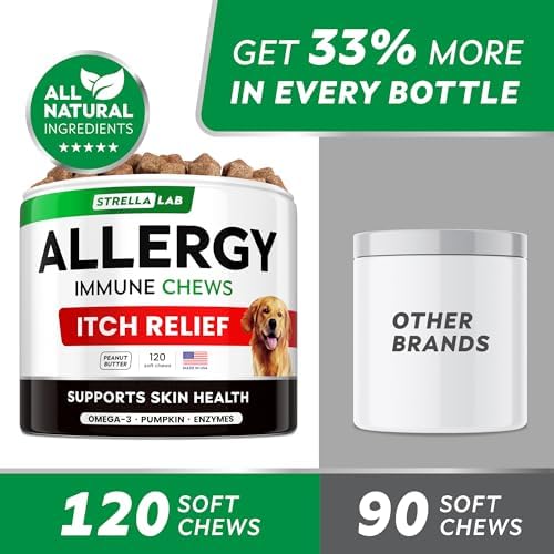 Dog Allergy & Itching Relief - Anti Itch, Skin&Coat Support Chews w/Omega 3