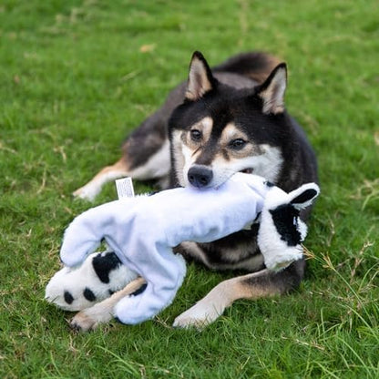 Best Pet Supplies 2-in-1 Stuffless Squeaky Dog Toy - Cow, Medium