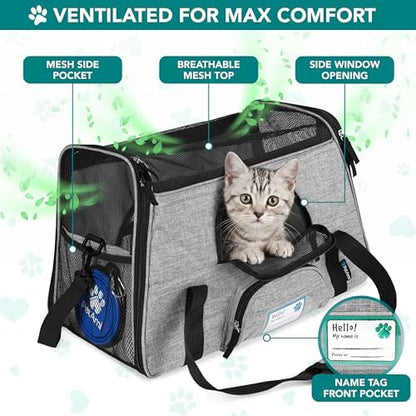 PetAmi Airline Approved Pet Carrier for Cats Small Dogs, Small Heather Gray