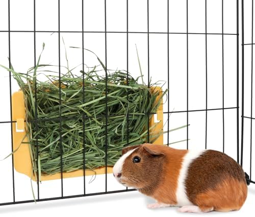 Hypeety Rabbit Hay Feeder Automatic Hay Rack for Guinea Pigs, Yellow