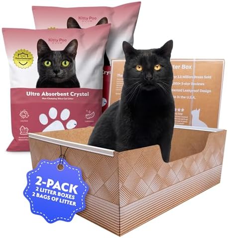 Kitty Poo Club Disposable Cat Litter Box 2-Pack with Silica Litter