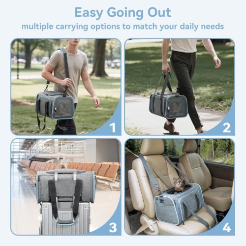 Petsfit Small Expandable Cat Carrier for Air Travel, Up to 9 lb