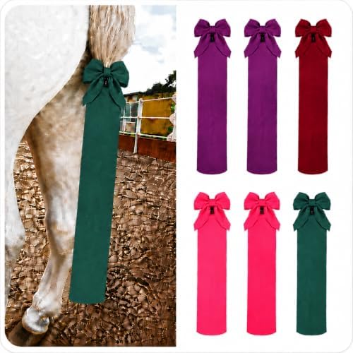 6 Pack Horse Tail Bags for Horses, Stretchy Tail Wraps with Tie Closure, Tail Protector for Grooming & Stable Use (Pretty Colors)