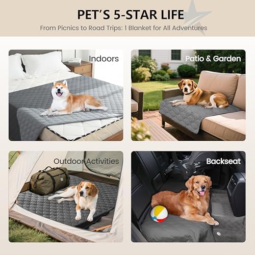 gogobunny Waterproof Pet Blanket for Bed, Washable Couch Cover for Dog Cat