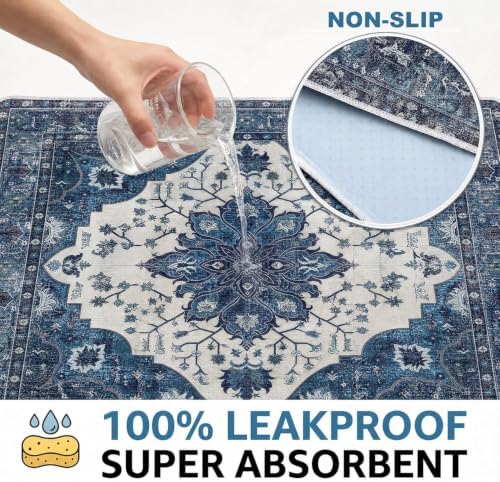 Washable Pee Pads for Dogs,Great Urine Absorbent Reusable Puppy Training Pads,Waterproof,Leak-Proof & Non-Slip Potty Pads for Whelping,Crate,Playpen.(Dark Navy Floral,31"x36")