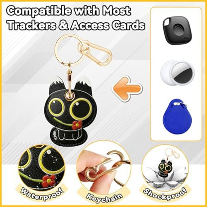 Leather Keychain Holder Case for AirTag, Cute Protective Cover for Apple Airtag KeyChain, GPS Tracker Item Finder
