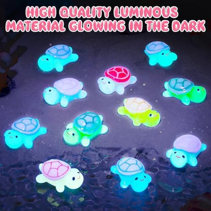 160Pcs Luminous Mini Resin Turtle Cute Tiny Turtle to Hide for Garden Micro