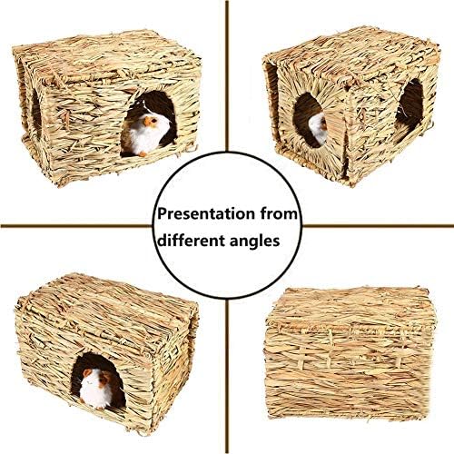 Tfwadmx Rabbit Grass House 2PCS, Extra Large - Natural Hand Woven Seagrass Play Hay Bed, Hideaway Hut Toy for Bunny Hamster Guinea Pig Chinchilla Ferret