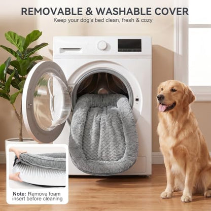JOEJOY Orthopedic Dog Beds Large Sized Dog, XL Egg-Crate Memory Foam Pet Couch Bed with Bolster Sides, Waterproof Lining, Removable Washable Cover & Non-Slip Bottom, Light Grey