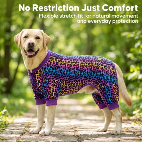 KYEESE Velvet Dog Pajamas for Large Dogs Soft Onesie Shirt, Leopard