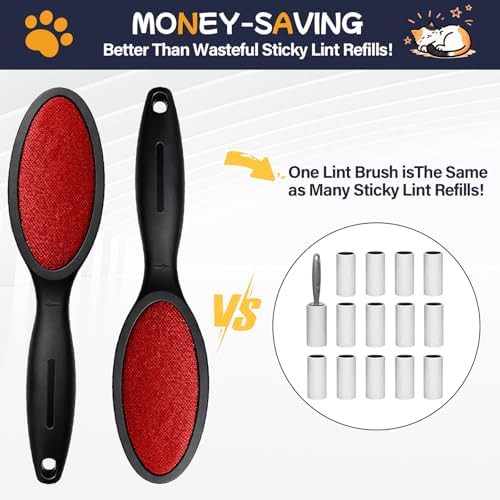 Lint Brush for Pet Hair, Double Sided Reusable Lint Remover, 2 Pack