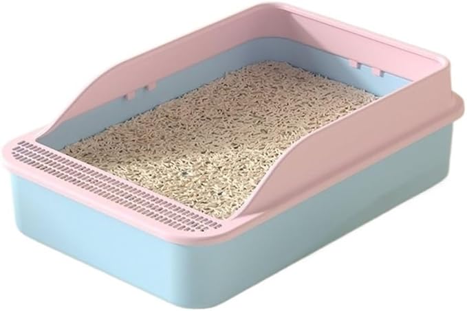 Litter Box, Open Top Cat Litter Box with High Sides & Detachable Basin, Includes Shovel Cat Litter Box(Pink)