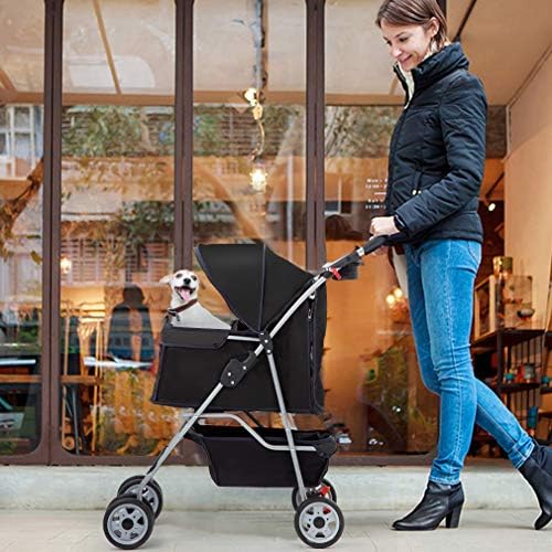 BestPet | 4-Wheel Foldable Pet Stroller | Black | Lightweight & Portable