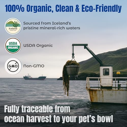 Life Line Organic Ocean Kelp Powder for Cats, Dogs, Livestock, and Horses – Natural Iodine Supplement for Healthy Skin, Coat, and Teeth – Reduces Plaque & Increases Metabolism - 8 oz