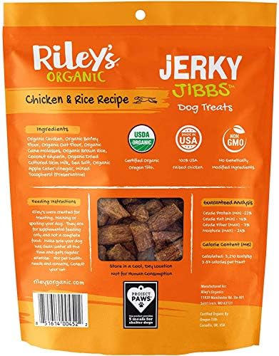 Riley's Organics Jerky Jibbs Chicken & Rice Recipe Dog Treats 2 Pack 5 oz