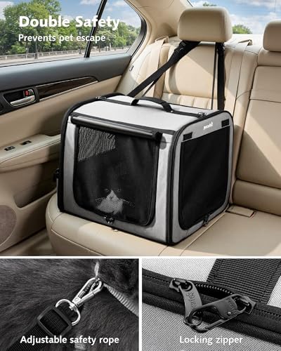 Dog Car Carrier Light Weight 19.7×16.9×14.8in, Foldable Dog Carrier, Gray