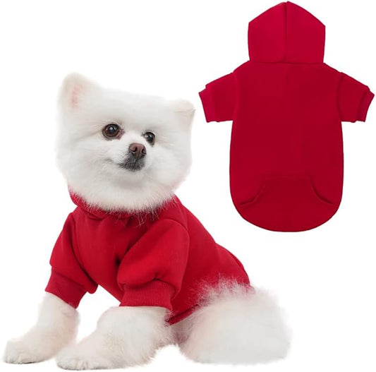 KOOLTAIL Dog Hoodie for Large Medium Small Dogs, Soft and Warm Pet Sweater with Leash Hole and Pocket Boy Girl, Puppy Fall Winter Jacket Clothes, French Pitbull Cold Weather Coat Sweatshirt, Red M