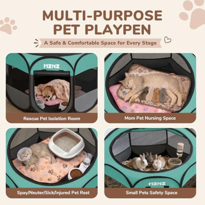 Dog Cat Small Animal Puppy Playpen Crate with 3 Blankets, Small, Blue