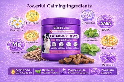 Biotic’s Gain Calming Chews for Dogs | Dog Calming Treats | 120 Soft Chews