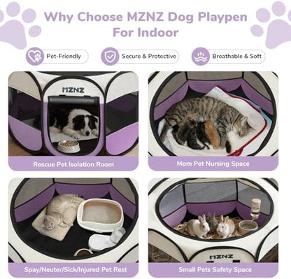 Dog Cat Small Animal Puppy Playpen Crate, Large, Purple