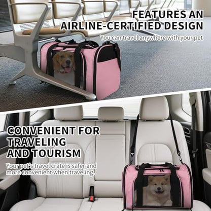 Cat Carriers Soft-Sided,Pet Carrier for Small Cats Dogs Puppies up to 1-15 LBS,TSA Airline Approved, (Medium,Pink)