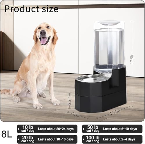 Sfozstra 8L Raised Pet Water Dispenser: Large Breed Comfort