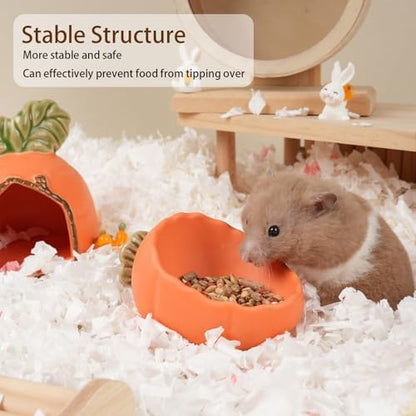 2 Pack Ceramic Hamster Food Bowl Anti-Tip Chew-Proof Water Dish