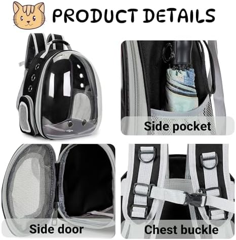 Cat Backpack Carrier Bubble Carrying Bag (Black)