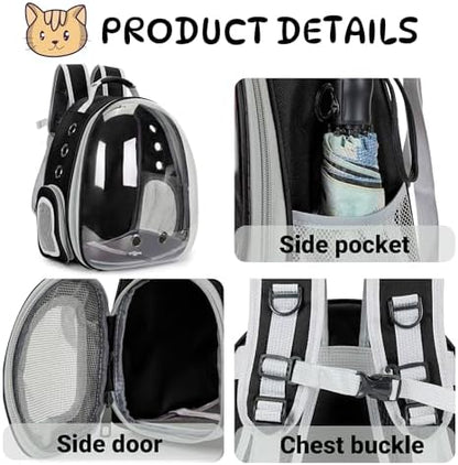 Cat Backpack Carrier Bubble Carrying Bag (Black)