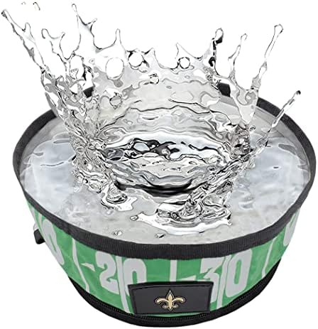 NFL New Orleans Saints Pets First Collapsible Dog Travel Bowl Set, 2 Pack Food and Water Bowls for Dogs, Best Portable & Lightweight Leak-Proof Dog Bowls for Travel
