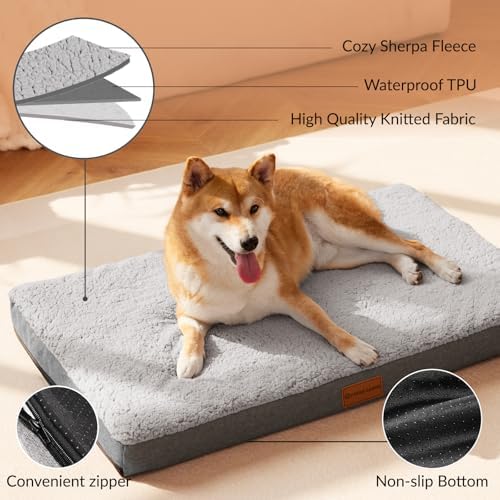 Patas Lague Orthopedic Large Dog Bed Washable Pet Sofa Mat 56''X40'' Grey