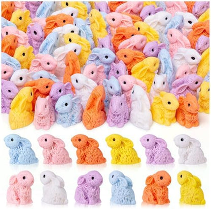 120PCS Miniature Resin Rabbit Easter Bunny Figurines for Easter Egg Fillers