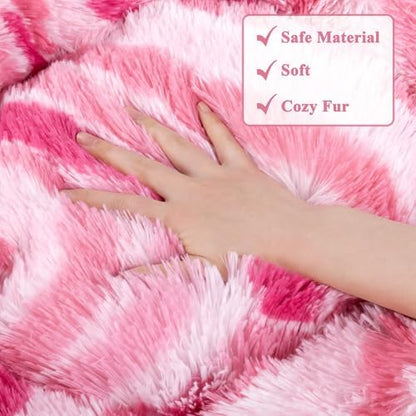 Calming Soft Round Dog & Cat Bed, Donut Cuddler Warming Cozy Fluffy Plush Cushion Beds for Small Medium Sized Dog and Cat