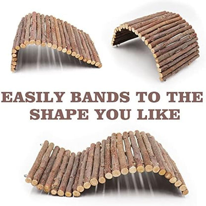 Hermit Crab Climbing Toys, Wooden Hermit Crab Hideout, Reptile Tank Habitat Decor, Bendable Ladder Bridge Tunnel Toys for Lizard Chameleon Hamster Rats Chinchilla Guinea Pig Rabbit Bearded Dragon