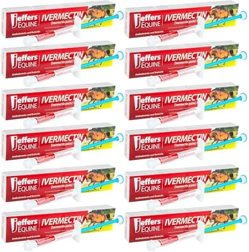Jeffers Ivermectin Gel Dewormer for Horses - Apple Flavored, Broad Spectrum Dewormer Paste - Effective Parasite Control for Worms, Pinworms, Bots & More - Safe for All Equine, 12 Pack