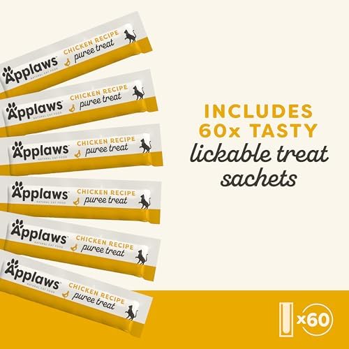 Applaws Chicken Puree Lickabe Cat Treats 60-Pack 0.5 oz Sachets