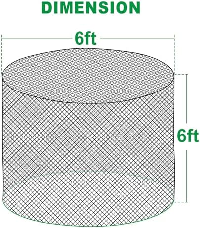 TONGMO 6x6 ft Round Bale Hay Net for Horses & Livestock - Slow Feeder Hay Nets with 2 inches Hole