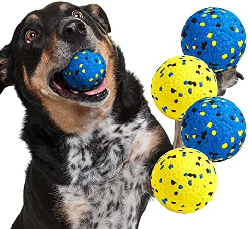 Kimee Dog Balls Tennis Balls Dog Chew Toys for Aggressive Chewers ETPU 4Pcs