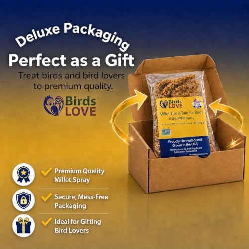 Birds LOVE® Millet Tips & Tails for Birds – Premium Spray Millet Treat, Grown in the USA – Natural & Healthy Bird Food for Parakeets, Cockatiels, Budgies, Lovebirds, Finches, Canaries & Parrots – 1 lb